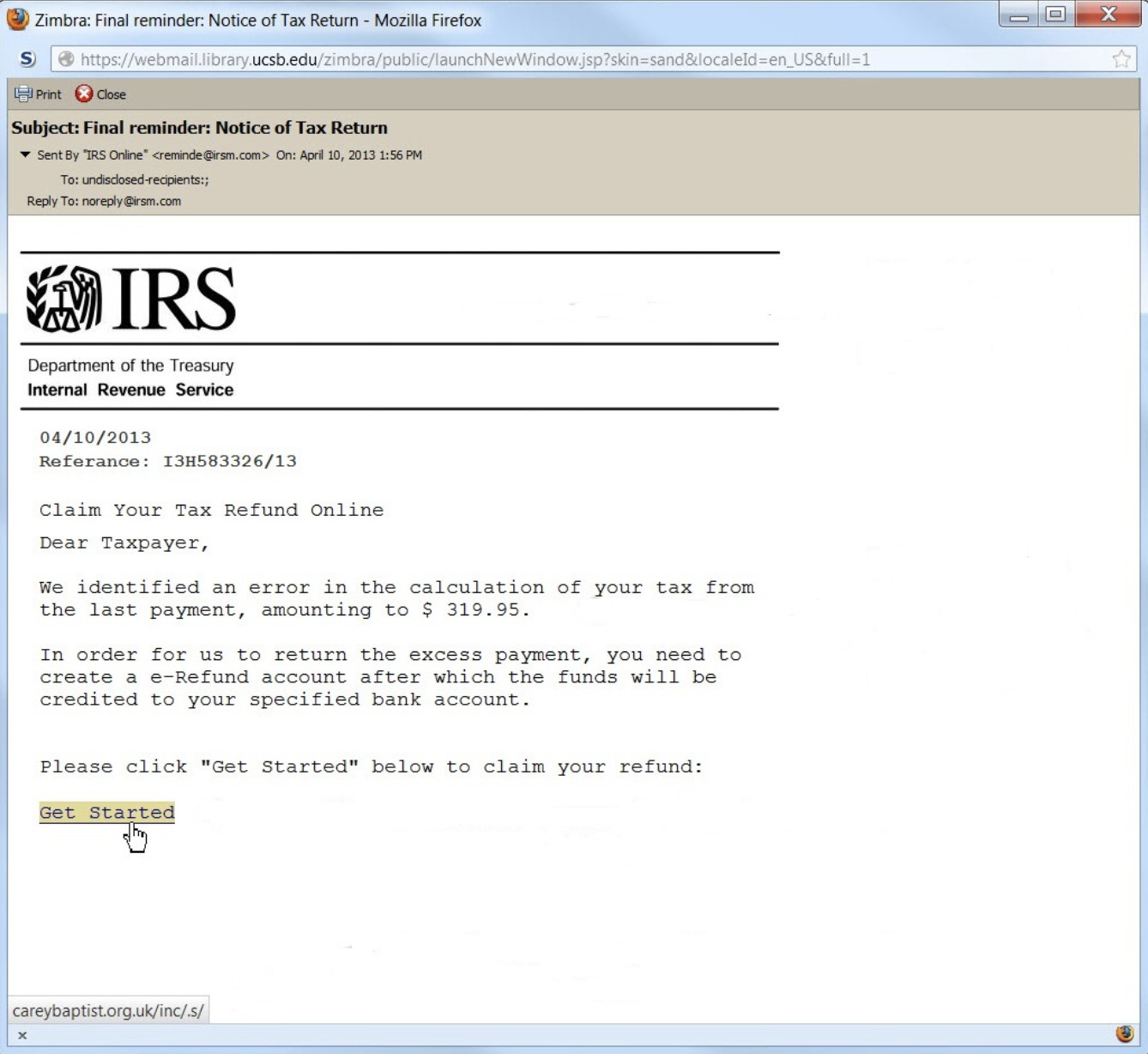 IRS Phishing Email