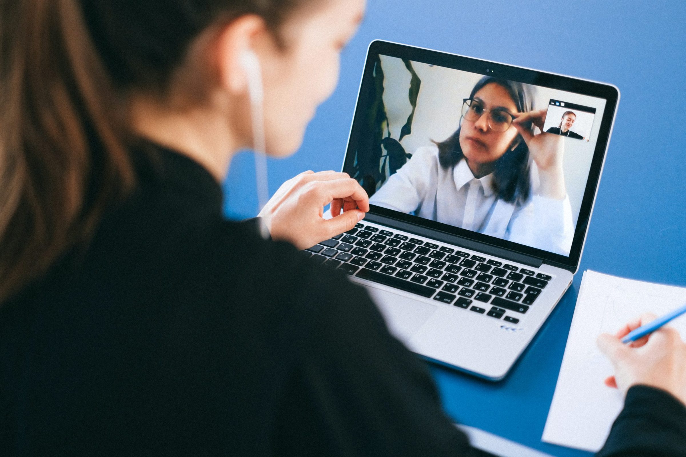 a woman making a successful VoIP / video call