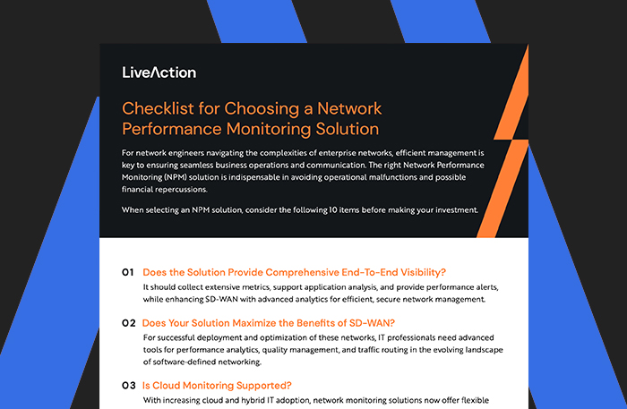 Checklist for Choosing Network Performance Monitoring Solutions